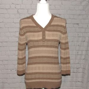Croft & Barrow Light Cotton Cabled Button Accent Neutral Sweater Size Medium
